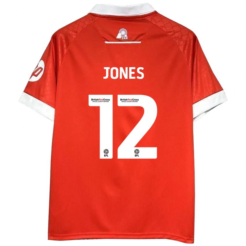 Niño Camiseta Carra Jones #12 Rojo Blanco 1ª Equipación 2024/25 La Camisa Chile