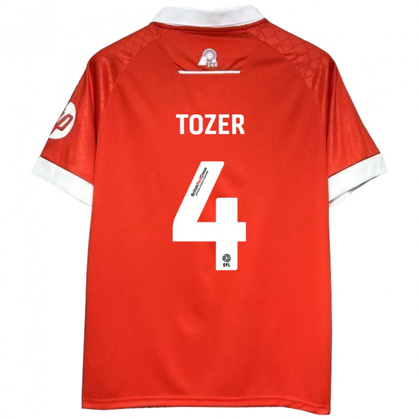 Niño Camiseta Ben Tozer #4 Rojo Blanco 1ª Equipación 2024/25 La Camisa Chile