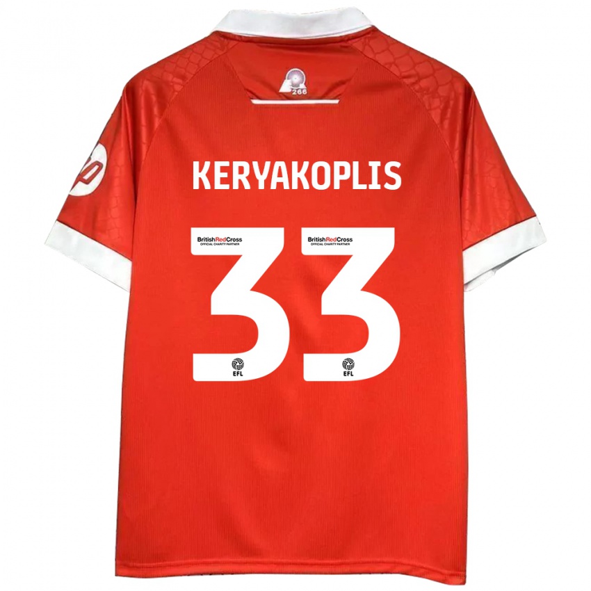 Niño Camiseta Hannah Keryakoplis #33 Rojo Blanco 1ª Equipación 2024/25 La Camisa Chile