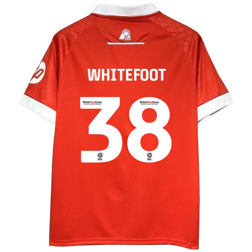 Niño Camiseta Lily Whitefoot #38 Rojo Blanco 1ª Equipación 2024/25 La Camisa Chile