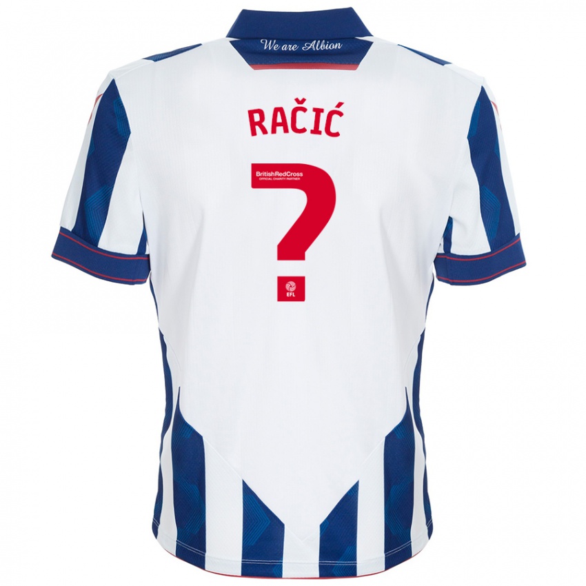 Niño Camiseta Uroš Račić #0 Blanco Azul Oscuro 1ª Equipación 2024/25 La Camisa Chile