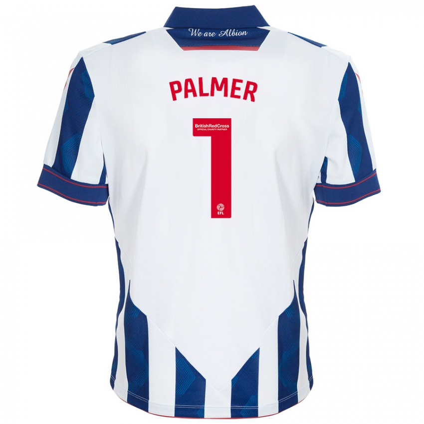 Niño Camiseta Alex Palmer #1 Blanco Azul Oscuro 1ª Equipación 2024/25 La Camisa Chile