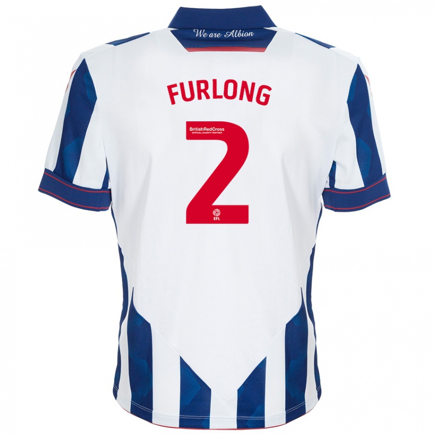 Niño Camiseta Darnell Furlong #2 Blanco Azul Oscuro 1ª Equipación 2024/25 La Camisa Chile