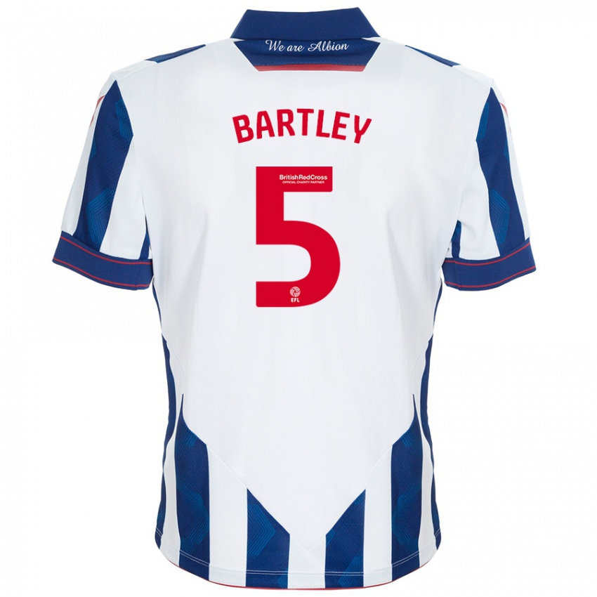 Niño Camiseta Kyle Bartley #5 Blanco Azul Oscuro 1ª Equipación 2024/25 La Camisa Chile