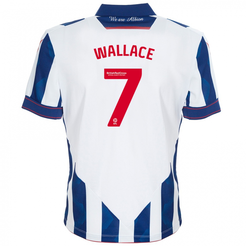 Niño Camiseta Jed Wallace #7 Blanco Azul Oscuro 1ª Equipación 2024/25 La Camisa Chile