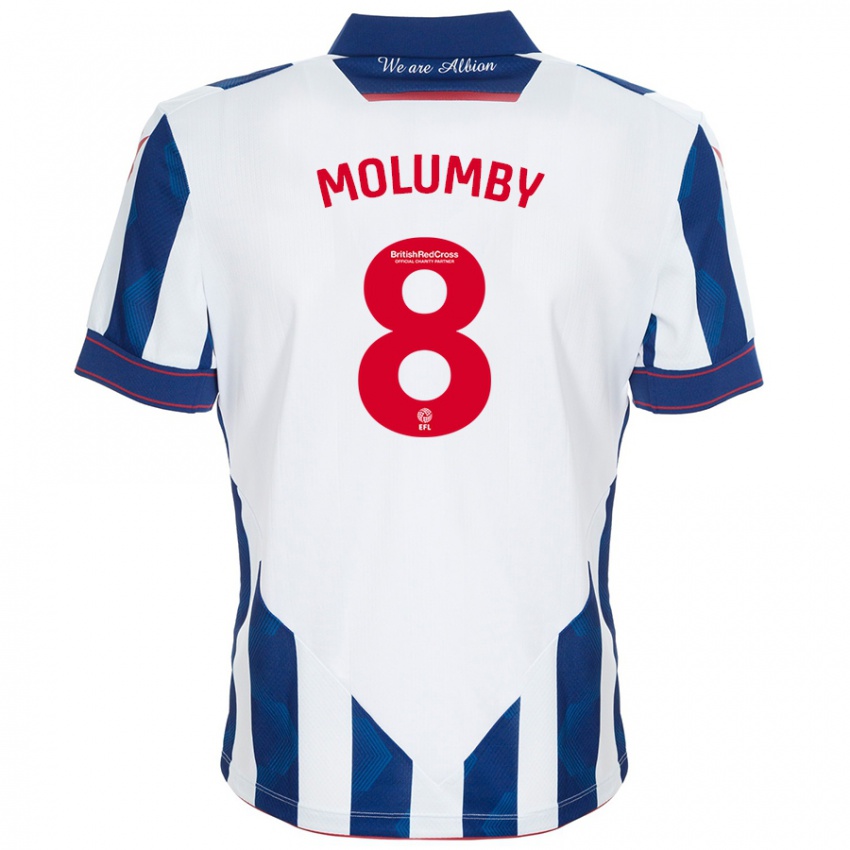 Niño Camiseta Jayson Molumby #8 Blanco Azul Oscuro 1ª Equipación 2024/25 La Camisa Chile