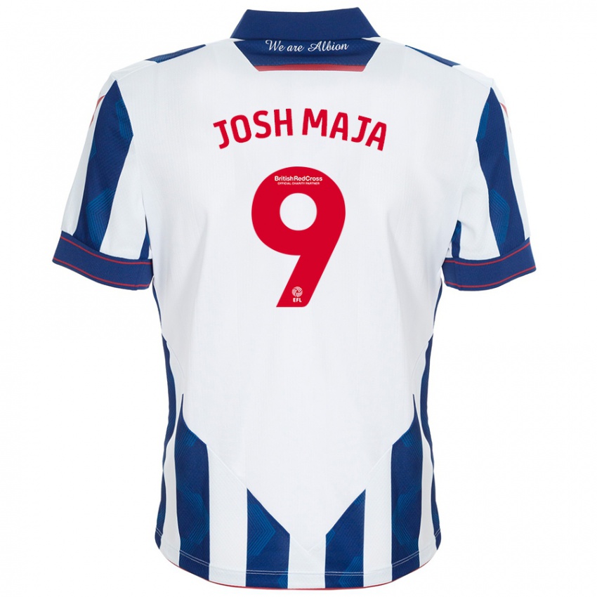 Niño Camiseta Josh Maja #9 Blanco Azul Oscuro 1ª Equipación 2024/25 La Camisa Chile