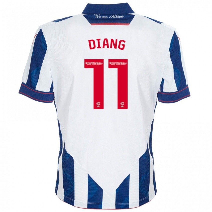 Niño Camiseta Grady Diangana #11 Blanco Azul Oscuro 1ª Equipación 2024/25 La Camisa Chile