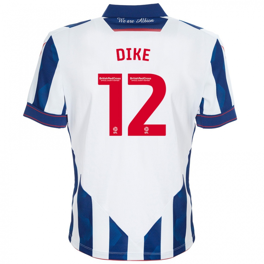 Niño Camiseta Daryl Dike #12 Blanco Azul Oscuro 1ª Equipación 2024/25 La Camisa Chile