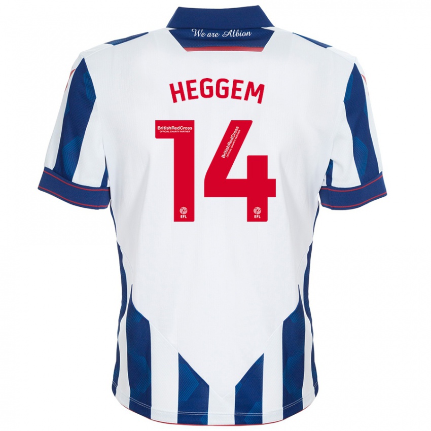 Niño Camiseta Torbjørn Heggem #14 Blanco Azul Oscuro 1ª Equipación 2024/25 La Camisa Chile