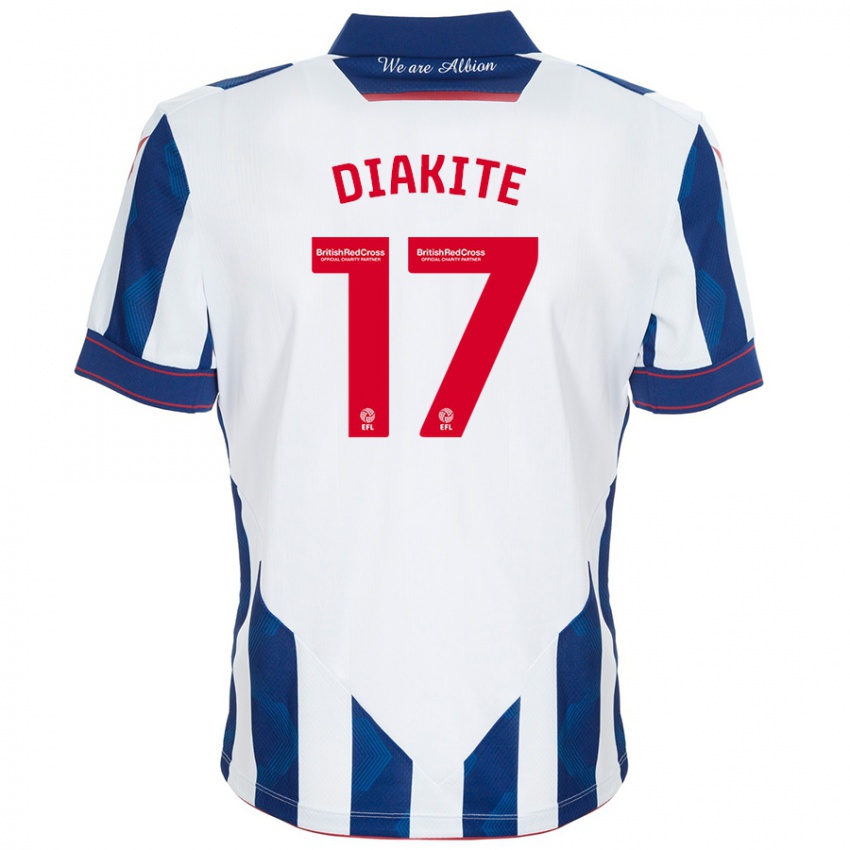 Niño Camiseta Ousmane Diakité #17 Blanco Azul Oscuro 1ª Equipación 2024/25 La Camisa Chile