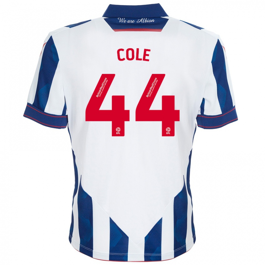 Niño Camiseta Devante Cole #44 Blanco Azul Oscuro 1ª Equipación 2024/25 La Camisa Chile