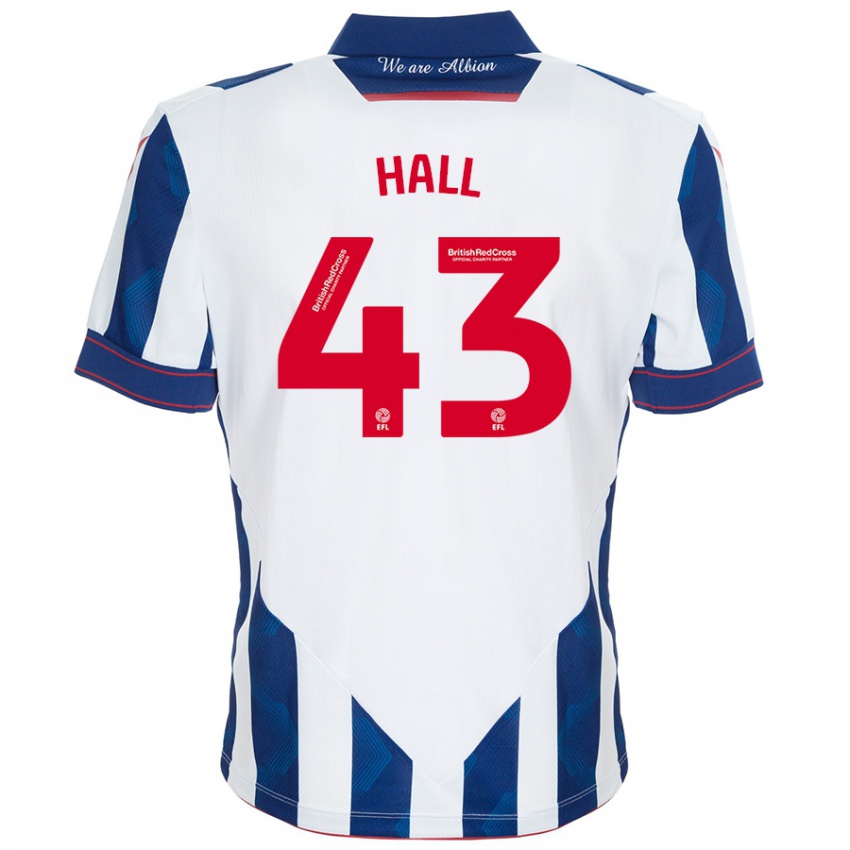 Niño Camiseta Reece Hall #43 Blanco Azul Oscuro 1ª Equipación 2024/25 La Camisa Chile