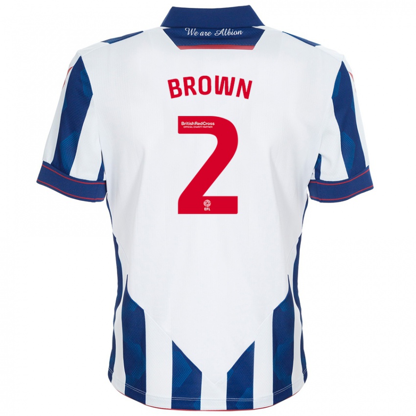 Niño Camiseta Ashlee Brown #2 Blanco Azul Oscuro 1ª Equipación 2024/25 La Camisa Chile