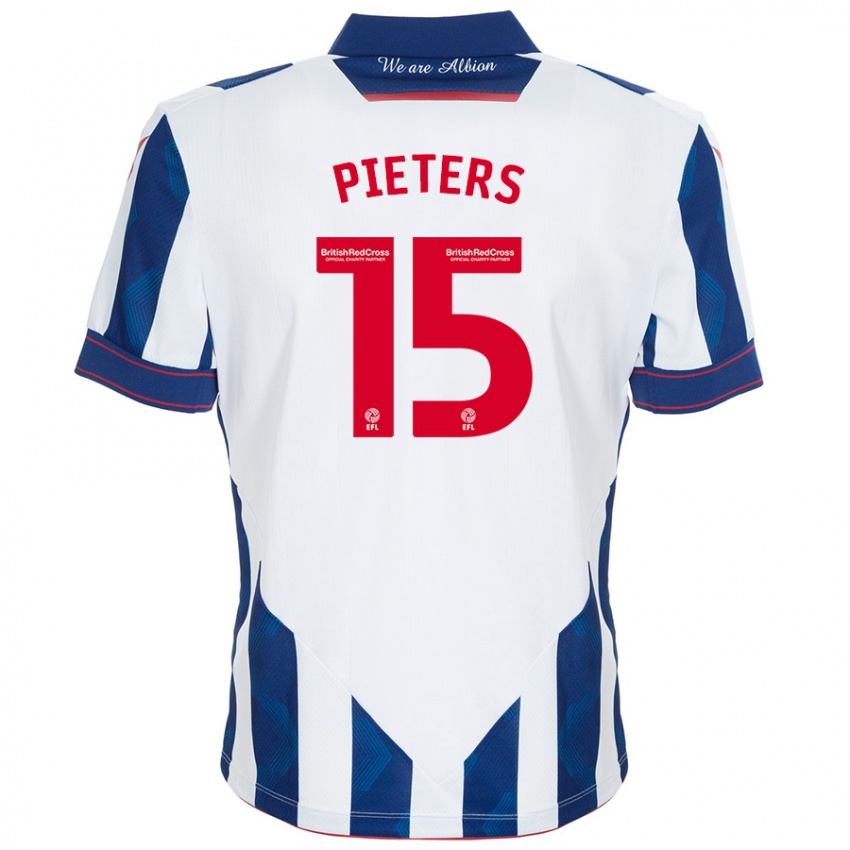 Niño Camiseta Erik Pieters #15 Blanco Azul Oscuro 1ª Equipación 2024/25 La Camisa Chile