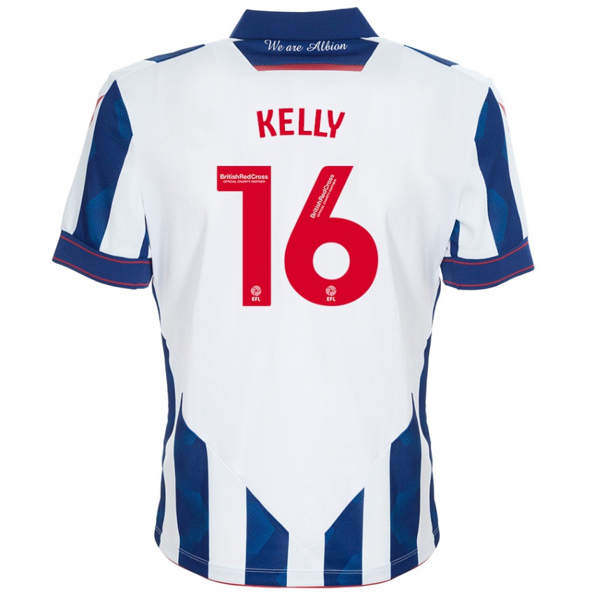 Niño Camiseta Martin Kelly #16 Blanco Azul Oscuro 1ª Equipación 2024/25 La Camisa Chile