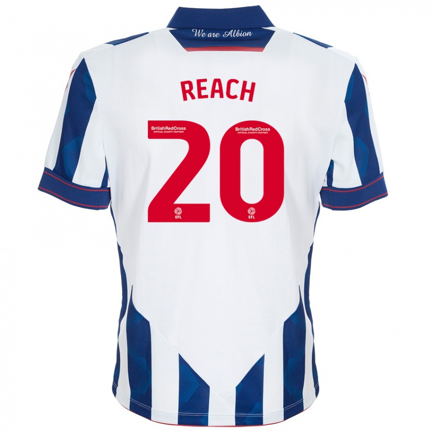 Niño Camiseta Adam Reach #20 Blanco Azul Oscuro 1ª Equipación 2024/25 La Camisa Chile