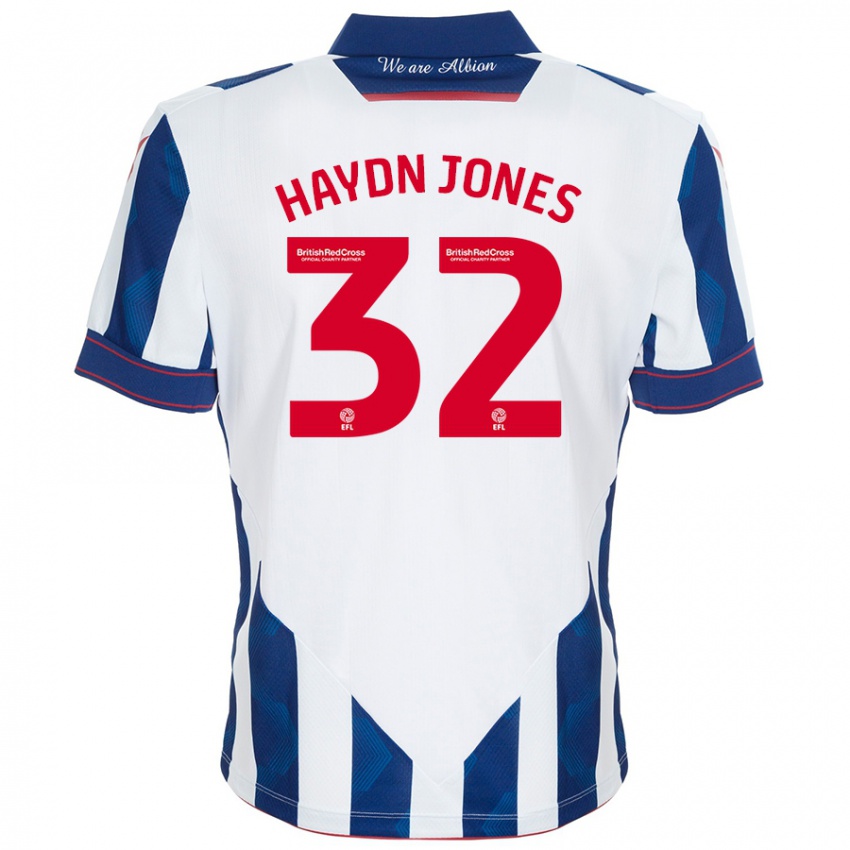 Niño Camiseta Mackenzie Haydn-Jones #32 Blanco Azul Oscuro 1ª Equipación 2024/25 La Camisa Chile