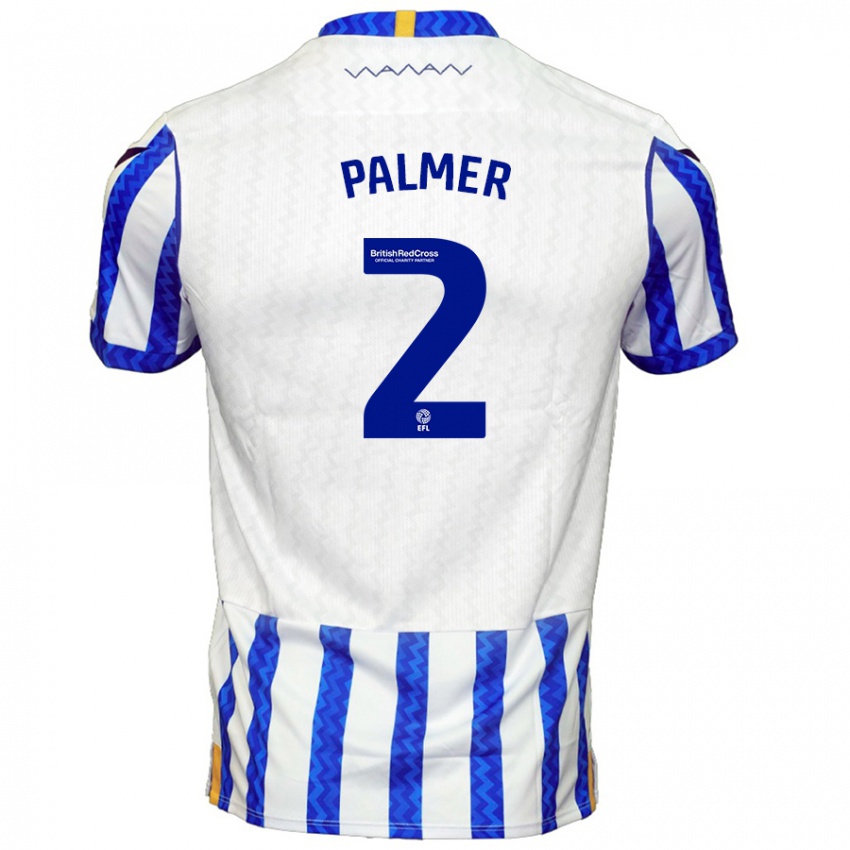 Niño Camiseta Liam Palmer #2 Azul Blanco 1ª Equipación 2024/25 La Camisa Chile