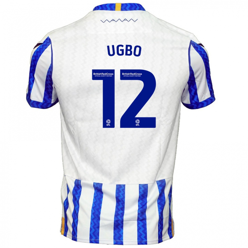 Niño Camiseta Iké Ugbo #12 Azul Blanco 1ª Equipación 2024/25 La Camisa Chile