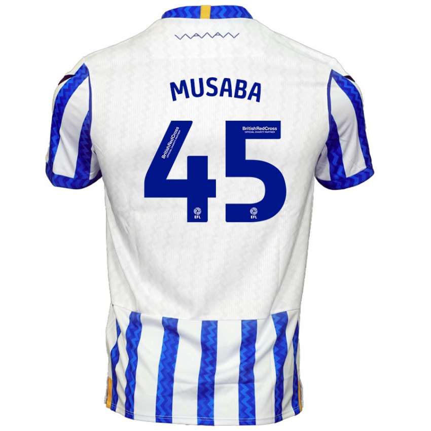 Niño Camiseta Anthony Musaba #45 Azul Blanco 1ª Equipación 2024/25 La Camisa Chile