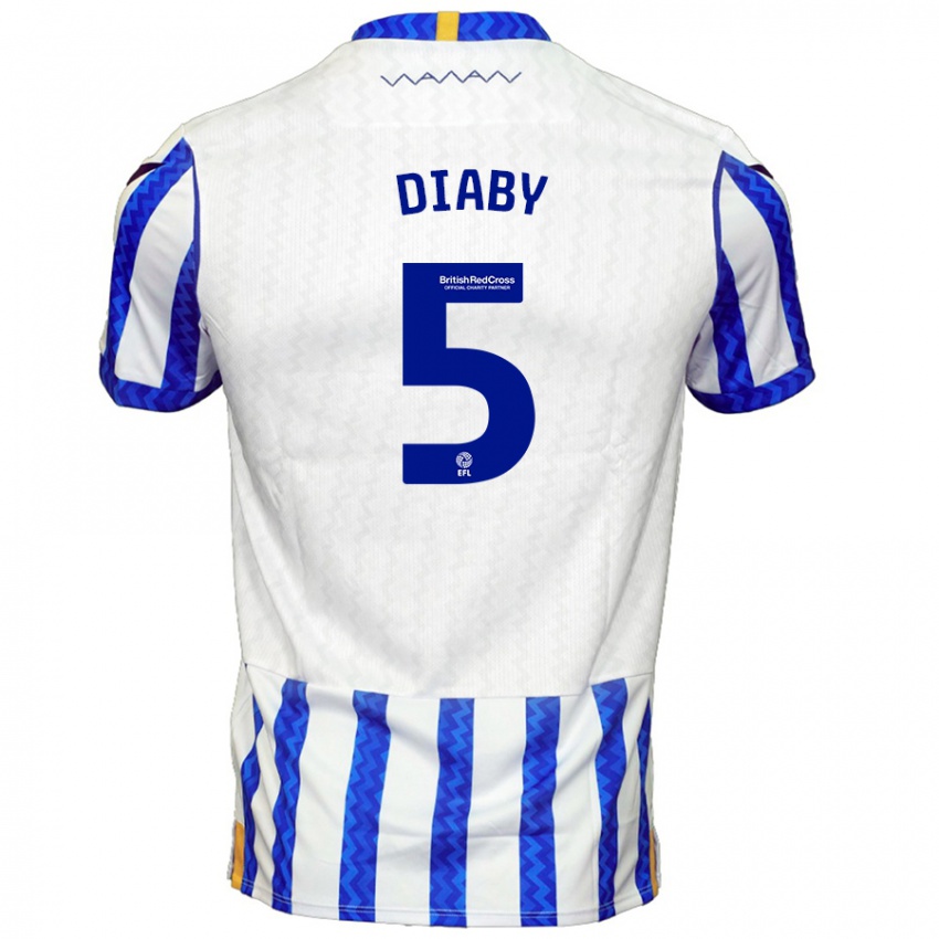 Niño Camiseta Bambo Diaby #5 Azul Blanco 1ª Equipación 2024/25 La Camisa Chile