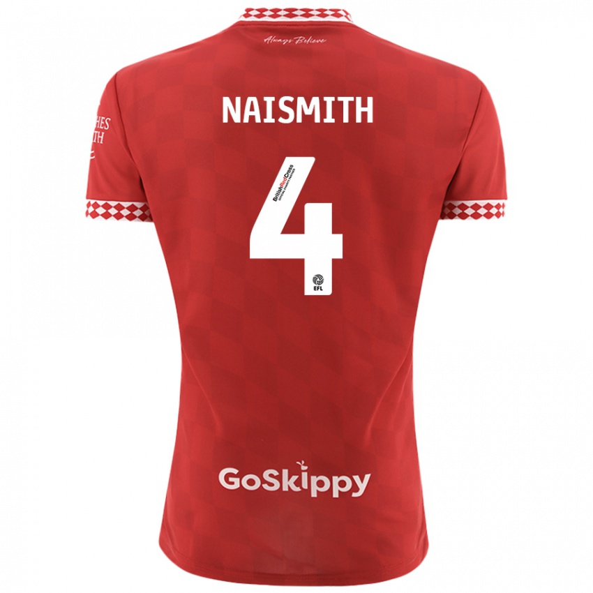 Niño Camiseta Kal Naismith #4 Rojo 1ª Equipación 2024/25 La Camisa Chile