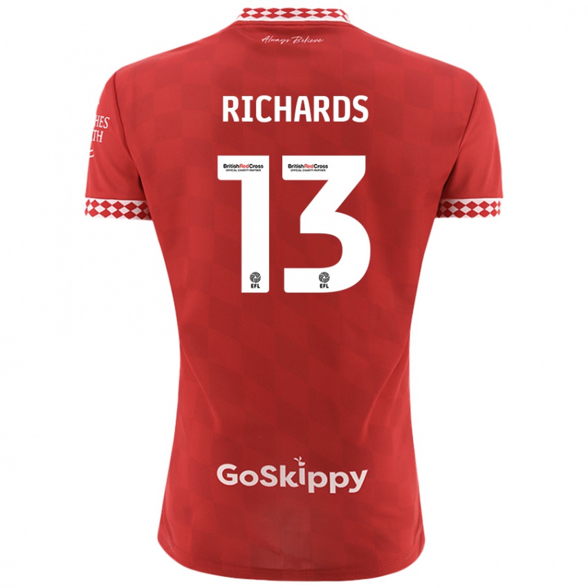 Niño Camiseta Harvey Wiles-Richards #13 Rojo 1ª Equipación 2024/25 La Camisa Chile