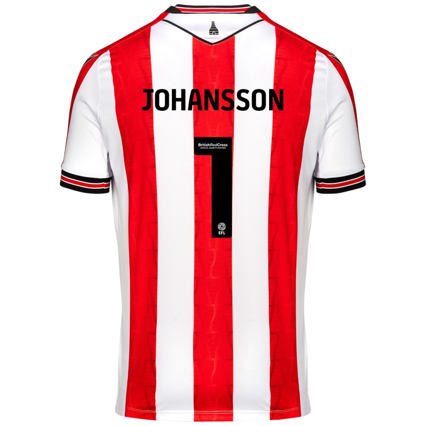 Niño Camiseta Viktor Johansson #1 Rojo Blanco 1ª Equipación 2024/25 La Camisa Chile