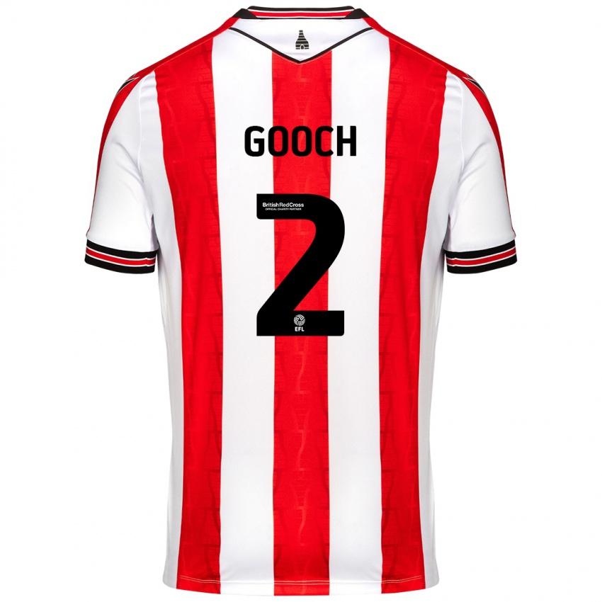 Niño Camiseta Lynden Gooch #2 Rojo Blanco 1ª Equipación 2024/25 La Camisa Chile