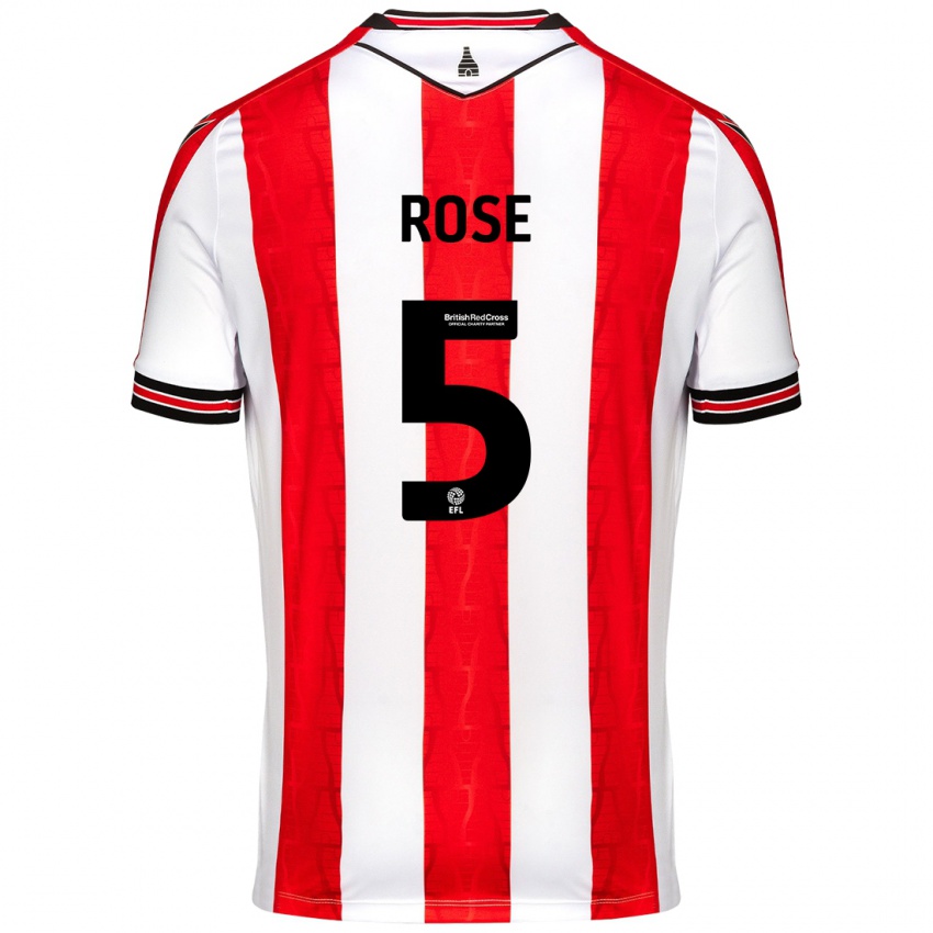 Niño Camiseta Michael Rose #5 Rojo Blanco 1ª Equipación 2024/25 La Camisa Chile