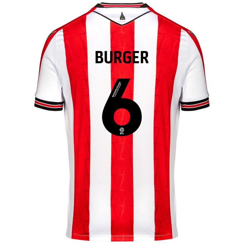 Niño Camiseta Wouter Burger #6 Rojo Blanco 1ª Equipación 2024/25 La Camisa Chile