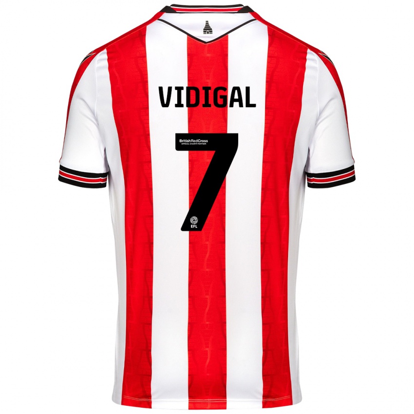 Niño Camiseta André Vidigal #7 Rojo Blanco 1ª Equipación 2024/25 La Camisa Chile