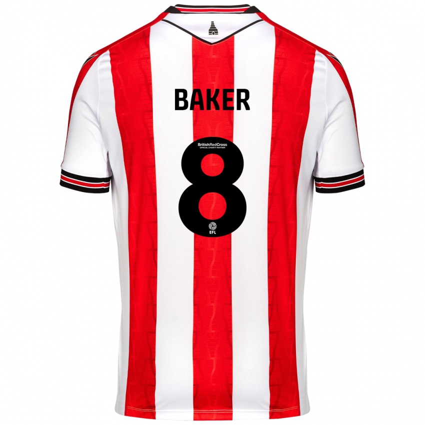 Niño Camiseta Lewis Baker #8 Rojo Blanco 1ª Equipación 2024/25 La Camisa Chile