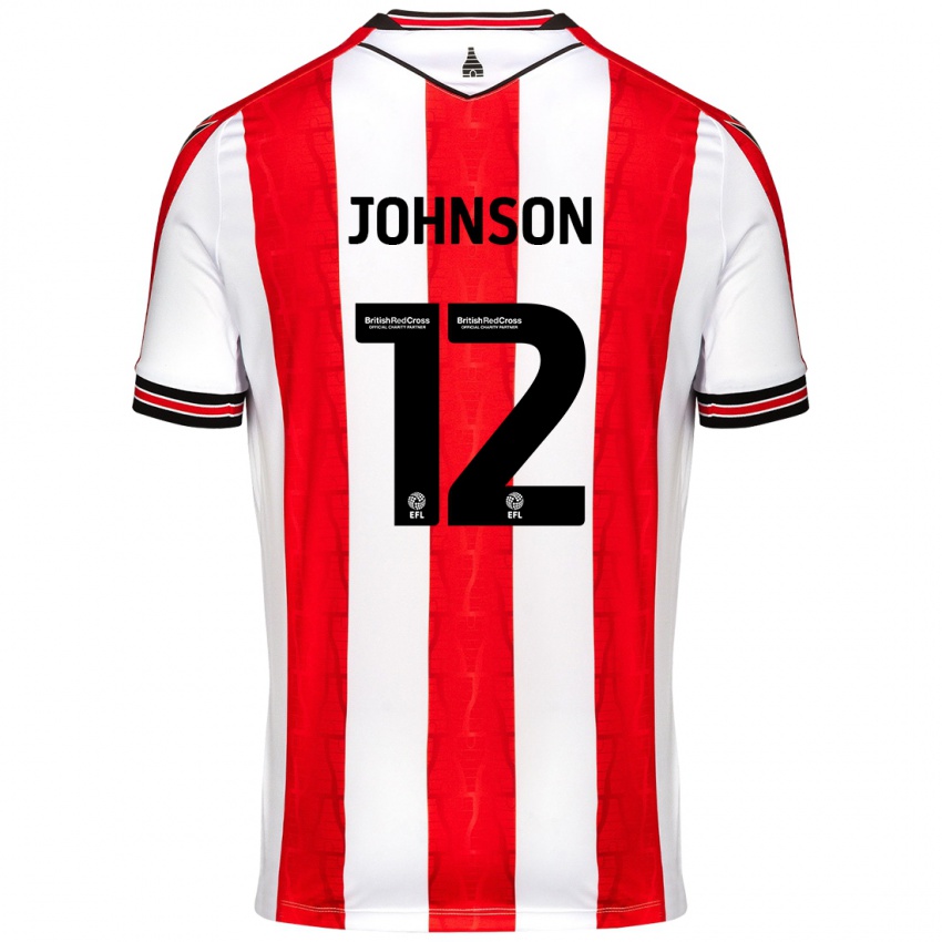 Niño Camiseta Daniel Johnson #12 Rojo Blanco 1ª Equipación 2024/25 La Camisa Chile