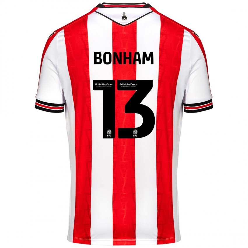 Niño Camiseta Jack Bonham #13 Rojo Blanco 1ª Equipación 2024/25 La Camisa Chile