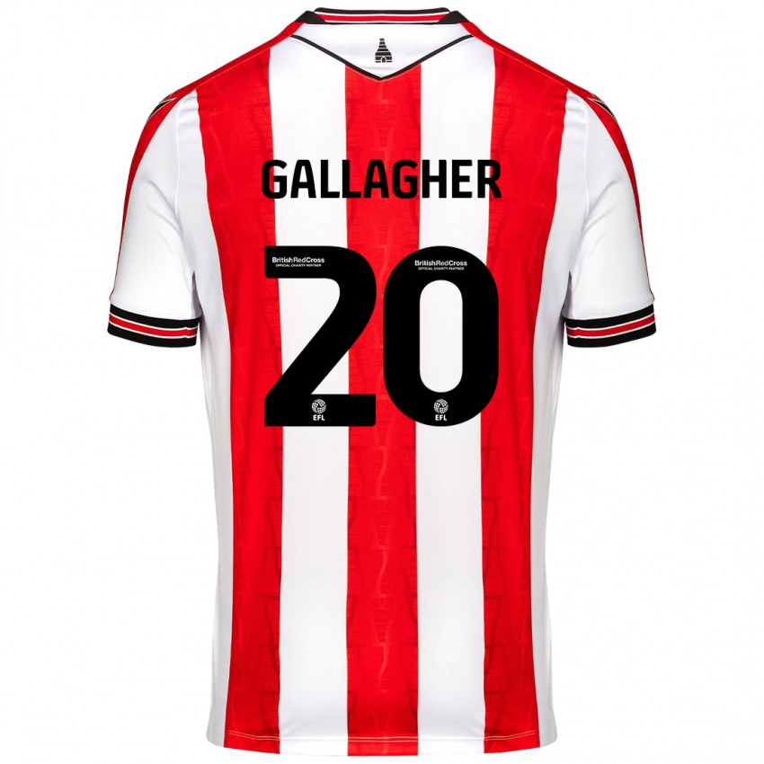 Niño Camiseta Sam Gallagher #20 Rojo Blanco 1ª Equipación 2024/25 La Camisa Chile