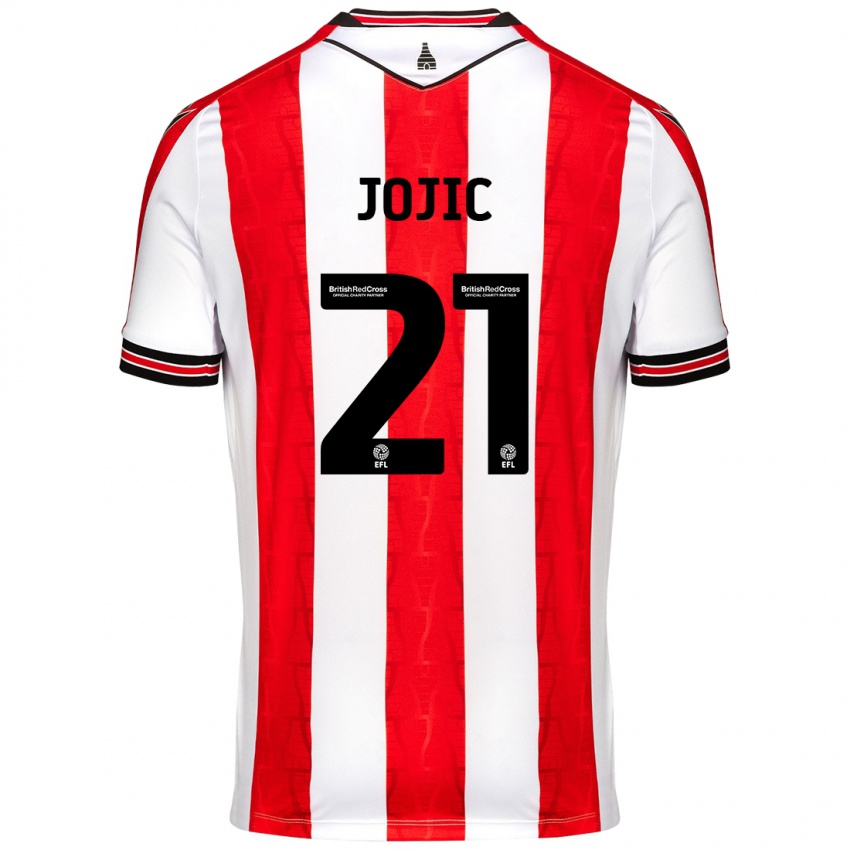 Niño Camiseta Nikola Jojic #21 Rojo Blanco 1ª Equipación 2024/25 La Camisa Chile