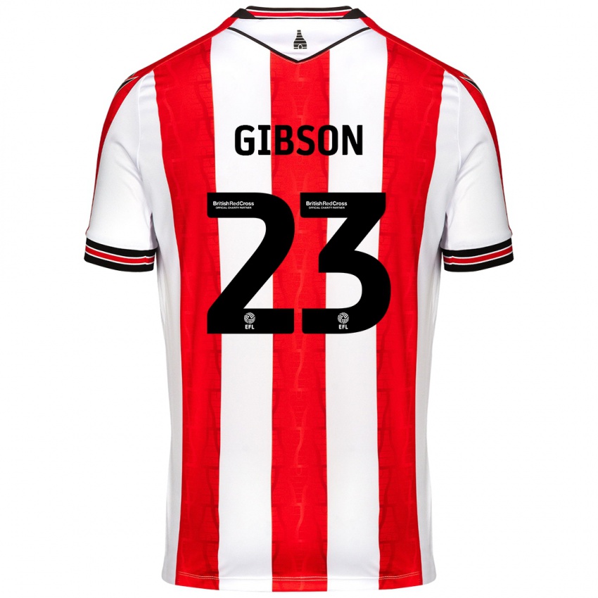 Niño Camiseta Ben Gibson #23 Rojo Blanco 1ª Equipación 2024/25 La Camisa Chile