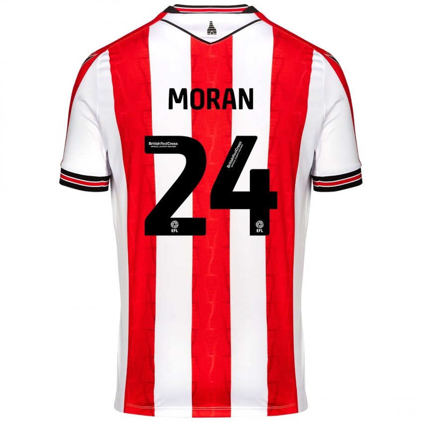 Niño Camiseta Andrew Moran #24 Rojo Blanco 1ª Equipación 2024/25 La Camisa Chile