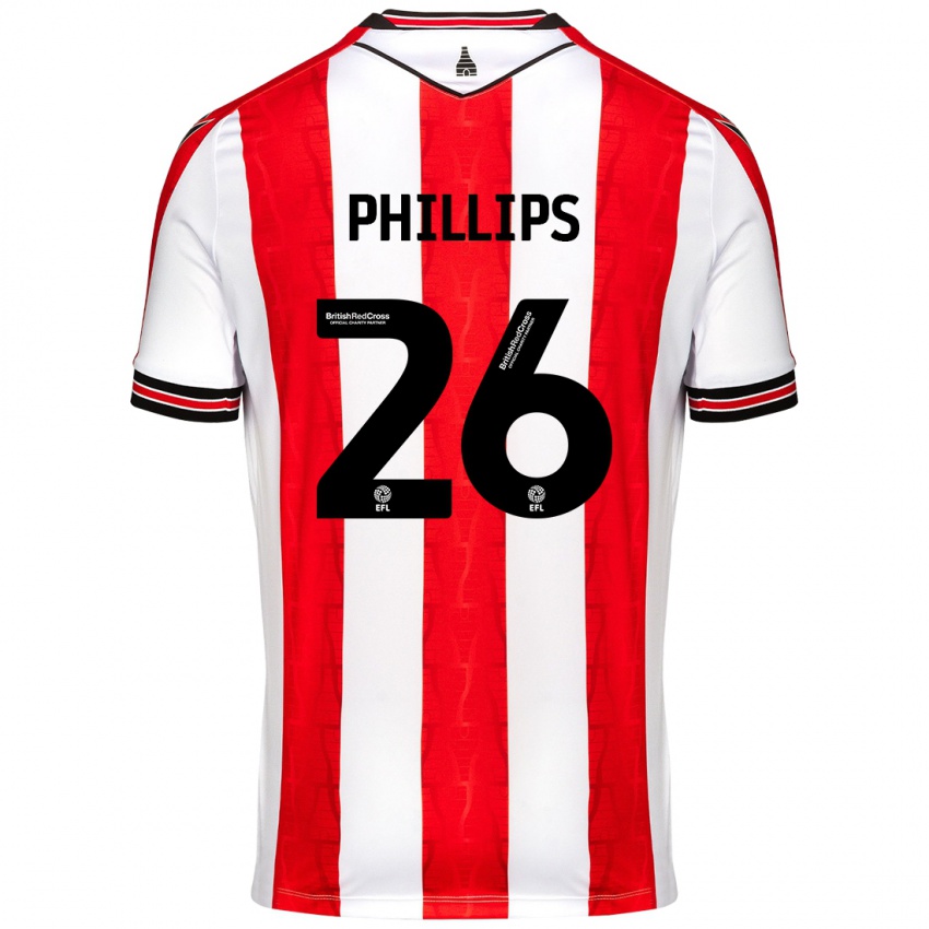 Niño Camiseta Ashley Phillips #26 Rojo Blanco 1ª Equipación 2024/25 La Camisa Chile