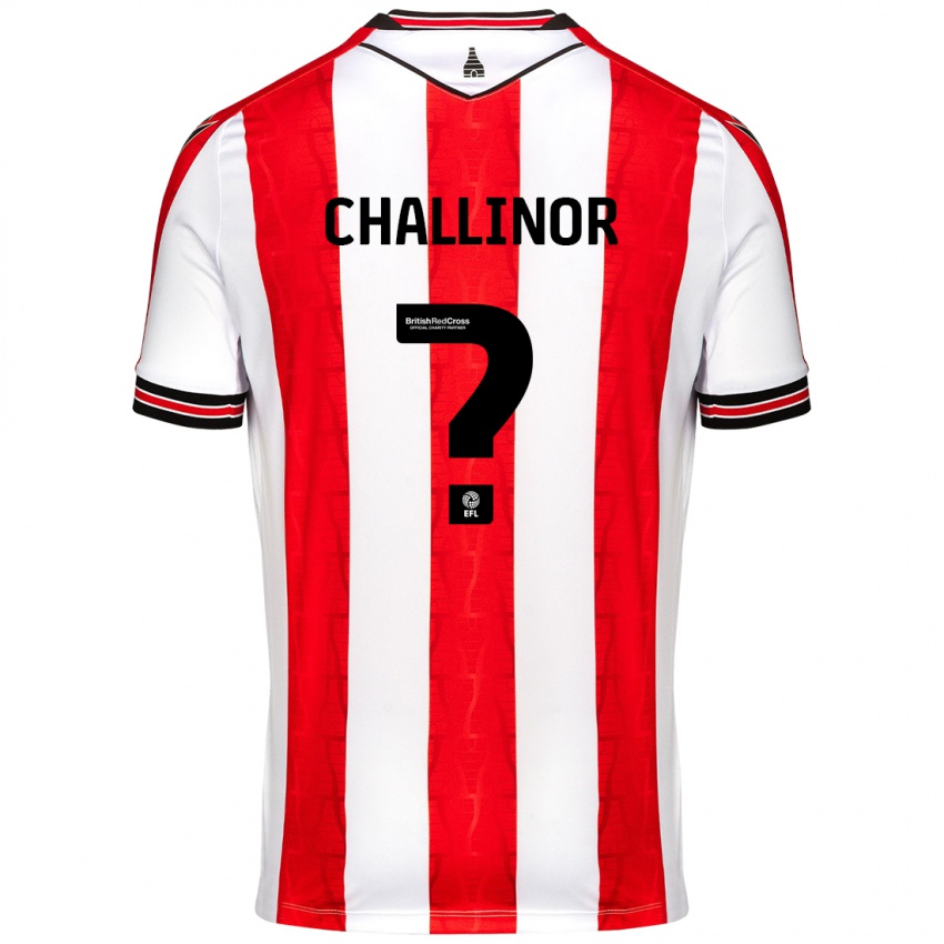 Niño Camiseta Oliver Challinor #0 Rojo Blanco 1ª Equipación 2024/25 La Camisa Chile