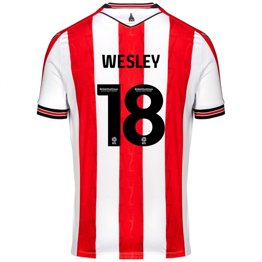 Niño Camiseta Wesley Moraes #18 Rojo Blanco 1ª Equipación 2024/25 La Camisa Chile