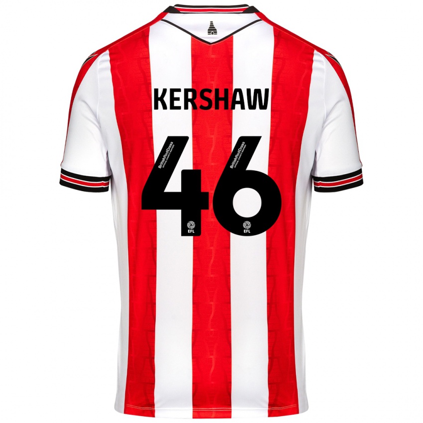 Niño Camiseta Ben Kershaw #46 Rojo Blanco 1ª Equipación 2024/25 La Camisa Chile