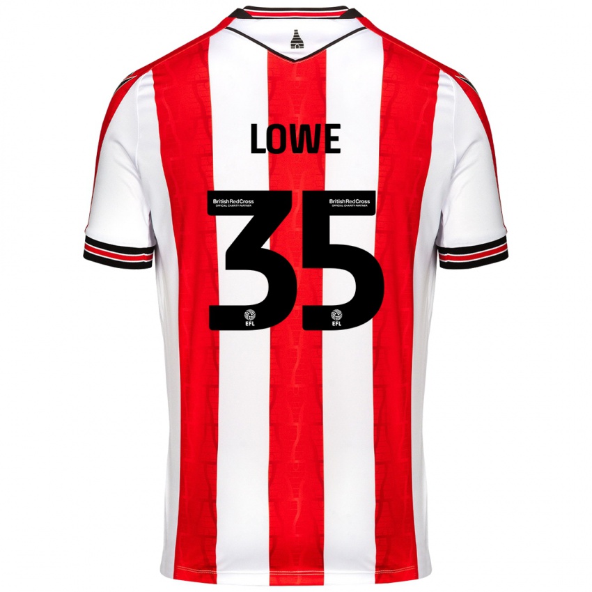 Niño Camiseta Nathan Lowe #35 Rojo Blanco 1ª Equipación 2024/25 La Camisa Chile