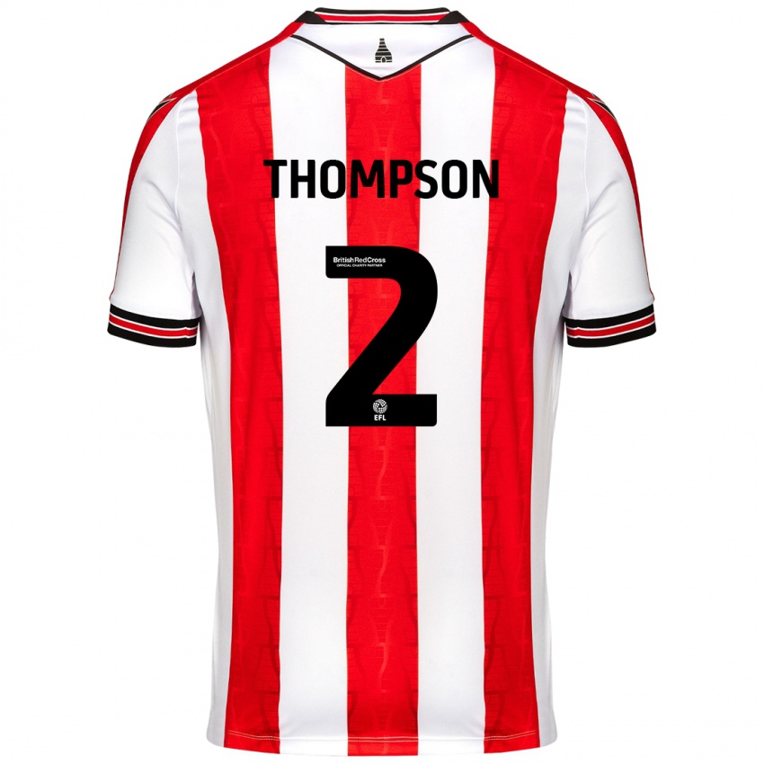 Niño Camiseta Sophie Thompson #2 Rojo Blanco 1ª Equipación 2024/25 La Camisa Chile