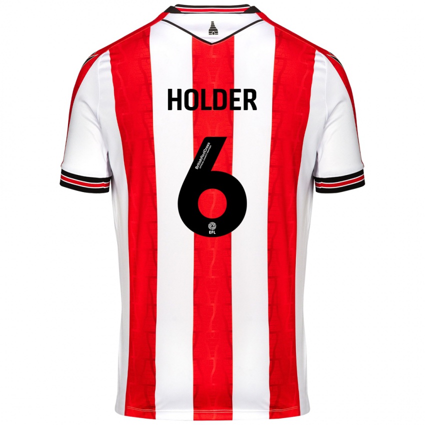 Niño Camiseta Molly Holder #6 Rojo Blanco 1ª Equipación 2024/25 La Camisa Chile