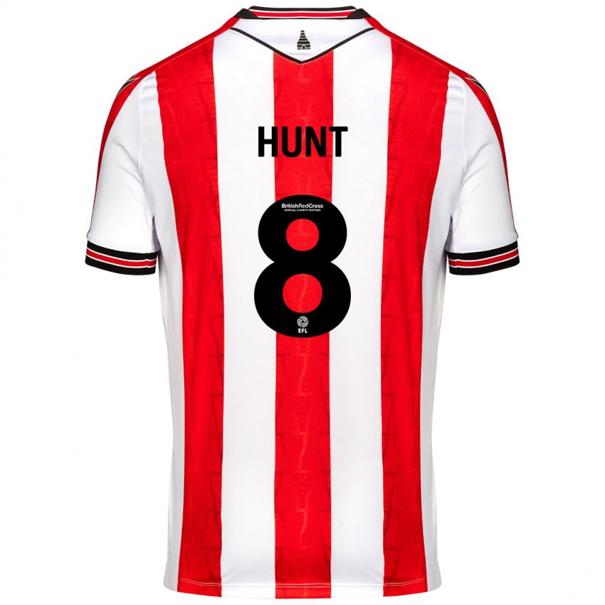 Niño Camiseta Abby Hunt #8 Rojo Blanco 1ª Equipación 2024/25 La Camisa Chile