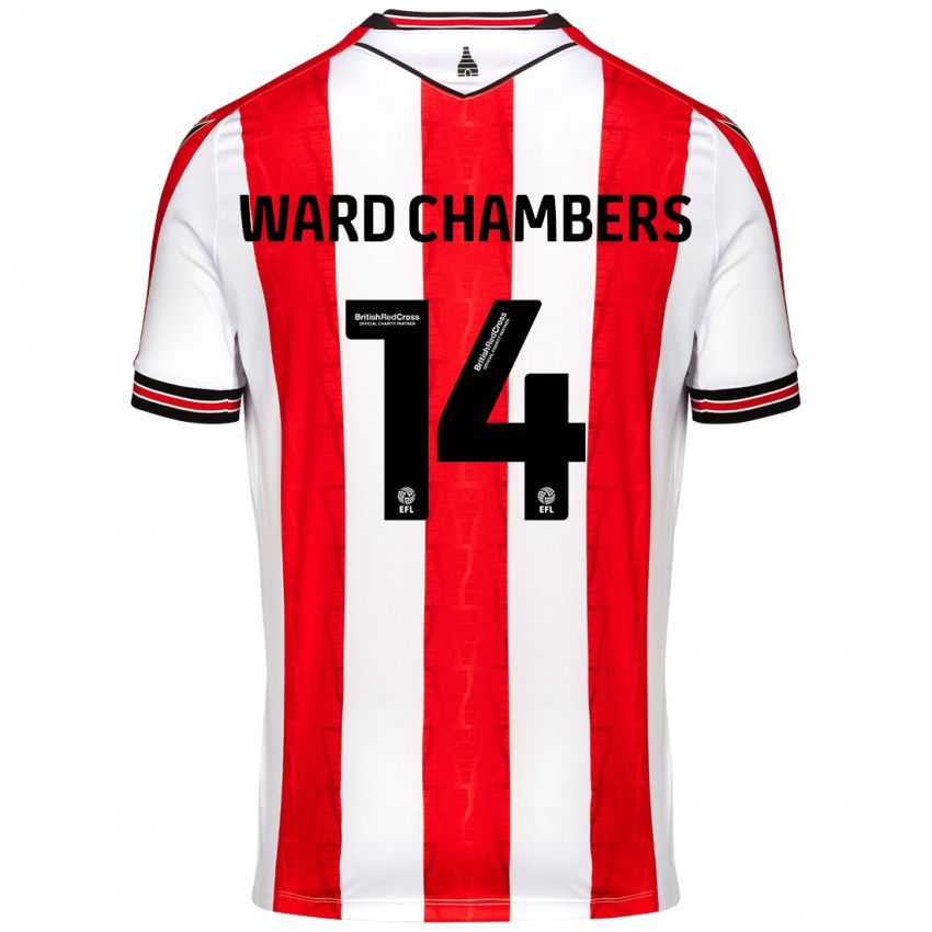 Niño Camiseta Courtnay Ward-Chambers #14 Rojo Blanco 1ª Equipación 2024/25 La Camisa Chile