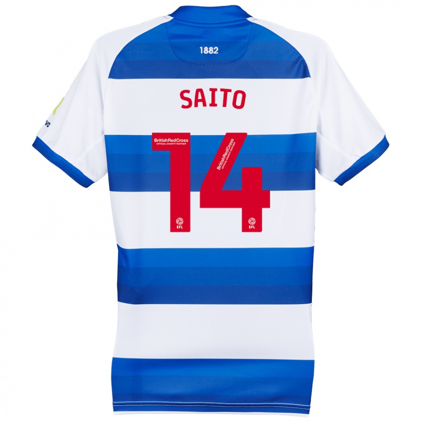 Niño Camiseta Koki Saito #14 Blanco Azul 1ª Equipación 2024/25 La Camisa Chile